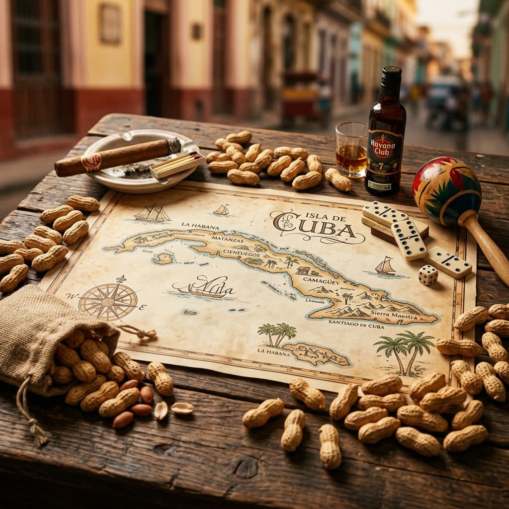 Vintage Map of Cuba with Peanuts